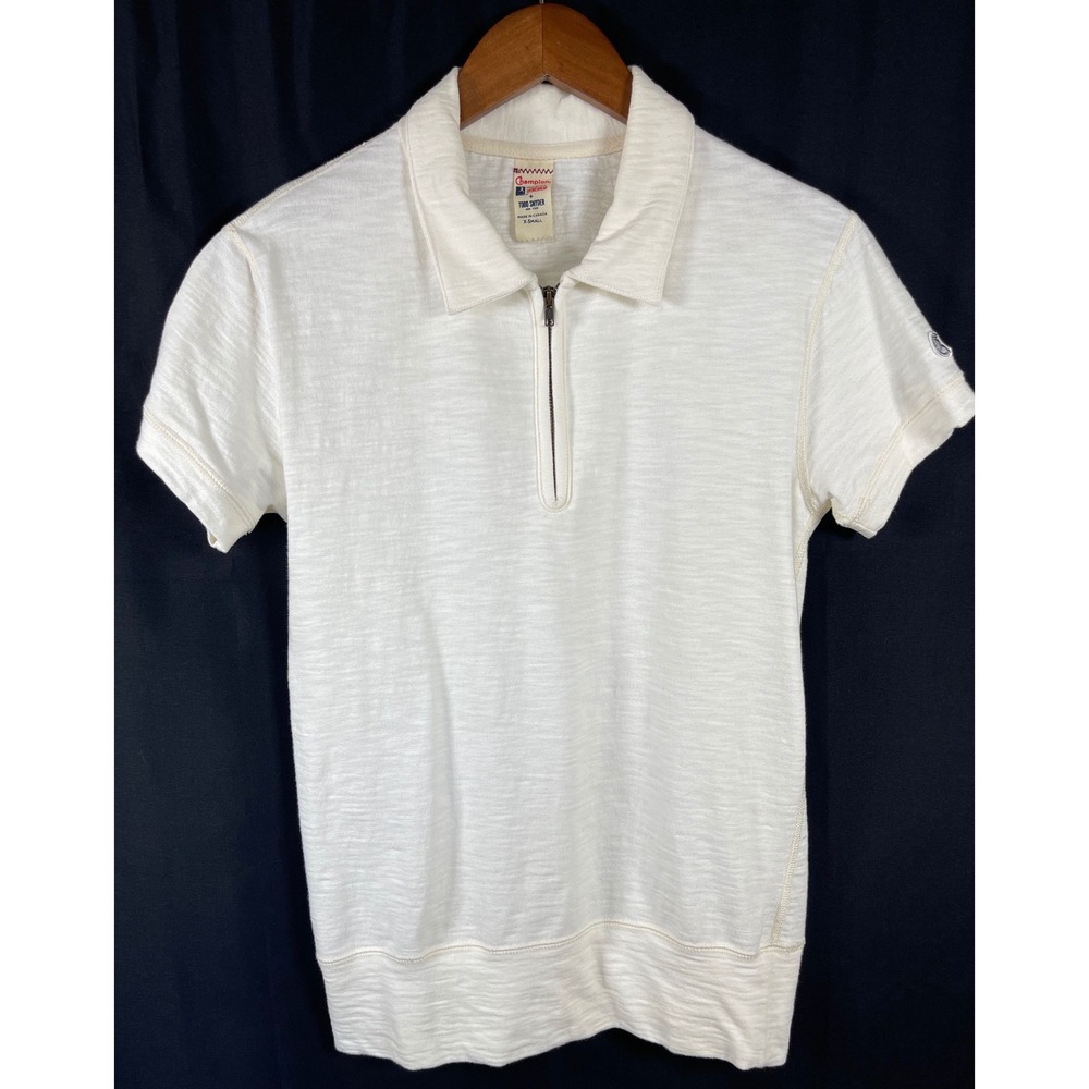 Todd Snyder Champion Quarter Zip Polo Slub Knit XS Off White Sportswear Canada
